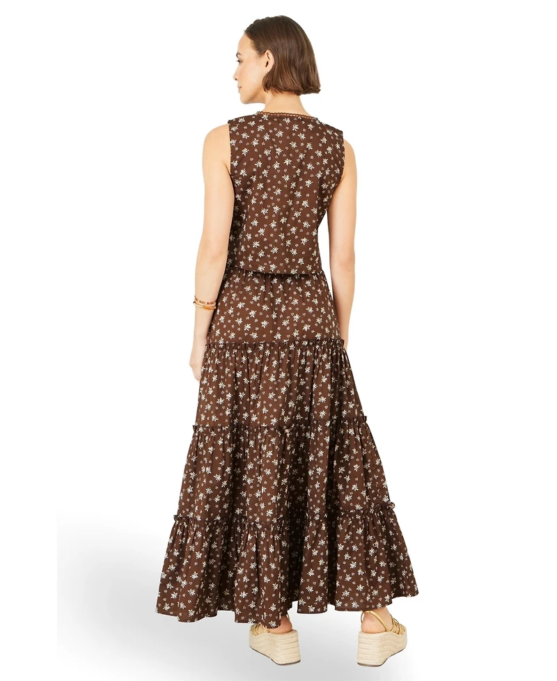 Yumi Women's Daisy Print Maxi Skirt