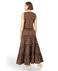 Yumi Women's Daisy Print Maxi Skirt