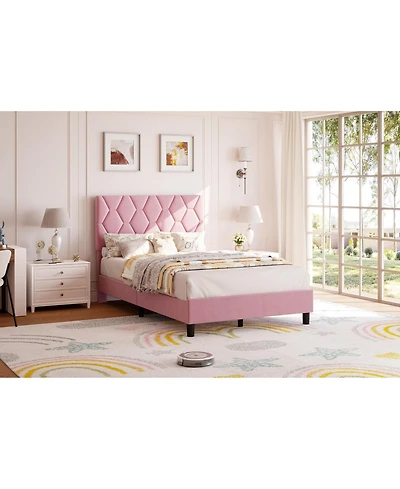 gaomon Upholstered Bed Frame with Adjustable Headboard, Heavy-Duty Platform with Wood Slats, Noise-Free