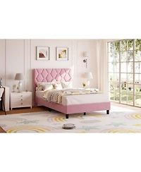 gaomon Upholstered Bed Frame with Adjustable Headboard, Heavy-Duty Platform with Wood Slats, Noise-Free