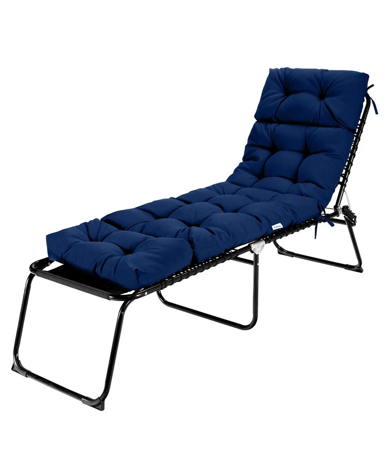 Gouun Outdoor Patio Lounge Chaise Cushion Pad with String Tie Anchors, 73 x 22 x 4 in