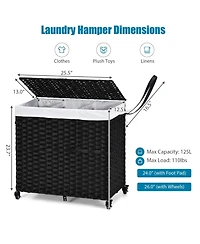 Ecooso Laundry Hamper with Wheels and Lid, Rolling Clothes Basket