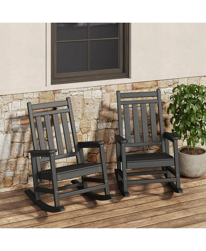 gaomon Set of 2 Hdpe Outdoor Rocking Chair- Poly High Back Porch Rocker Chairs for Adults - All Weather Resistant Furniture