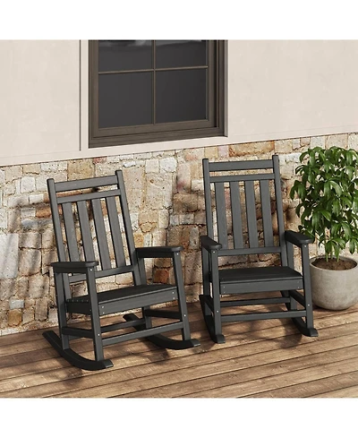gaomon Set of 2 Hdpe Outdoor Rocking Chair- Poly High Back Porch Rocker Chairs for Adults - All Weather Resistant Furniture