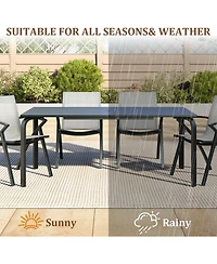 gaomon 71 Inch Aluminum Outdoor Patio Rectangular Dining Table with Umbrella Hole