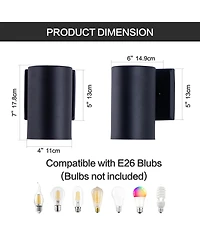 Busdays 7 Inch Outdoor Wall Sconce 1 Light Exterior Wall Light Cylinder Fixture 7 H x 5 W Pack of 2