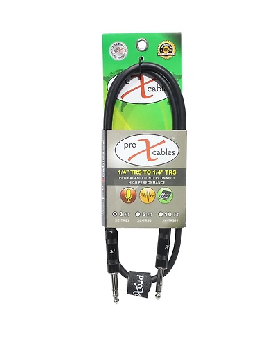ProX Xc-TRS03 3' 1/4" Trs-m to 1/4" Trs-m Balanced High Performance Audio Cable