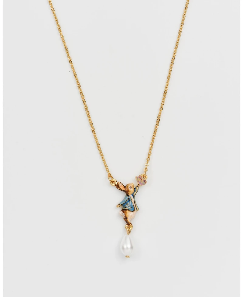 Fable England Peter Rabbit Butterfly Pearl Drop Necklace