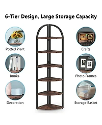 Slickblue Corner Bookcase for Living Room Bedroom and Small Space