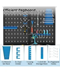 Mecale Tool Storage Workbench with Pegboard with 14 Hanging Accessories for Garage