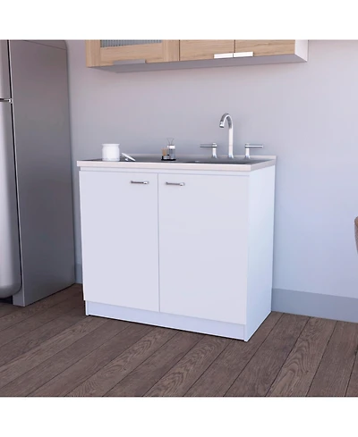 Fm Furniture Napoles Utility Sink with Built-In Storage and Work Surface, Ideal for Food Prep, Organization, Extra Counter Space