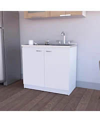 Fm Furniture Napoles Utility Sink with Built-In Storage and Work Surface, Ideal for Food Prep, Organization, Extra Counter Space