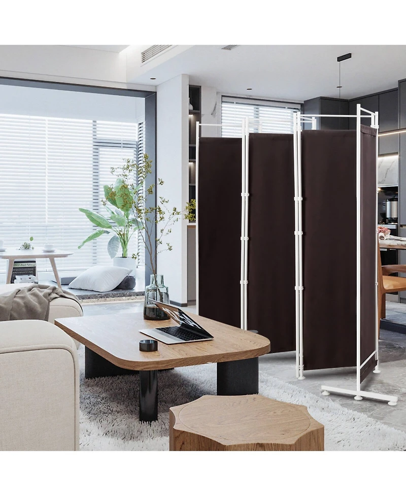 sumyeg 6-Foot 6-Panel Room Divider with Steel Support Base for Indoor Privacy Separation