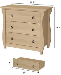 gaomon 3 Drawer Dresser, Modern Dresser for Bedroom, Chest of with Metal Ring Pull Handles, Wooden Storage Cabinet Living Room