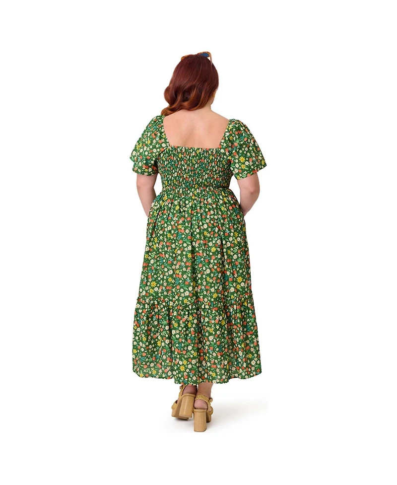 Unique Vintage Plus Smocked Bodice Midi Dress
