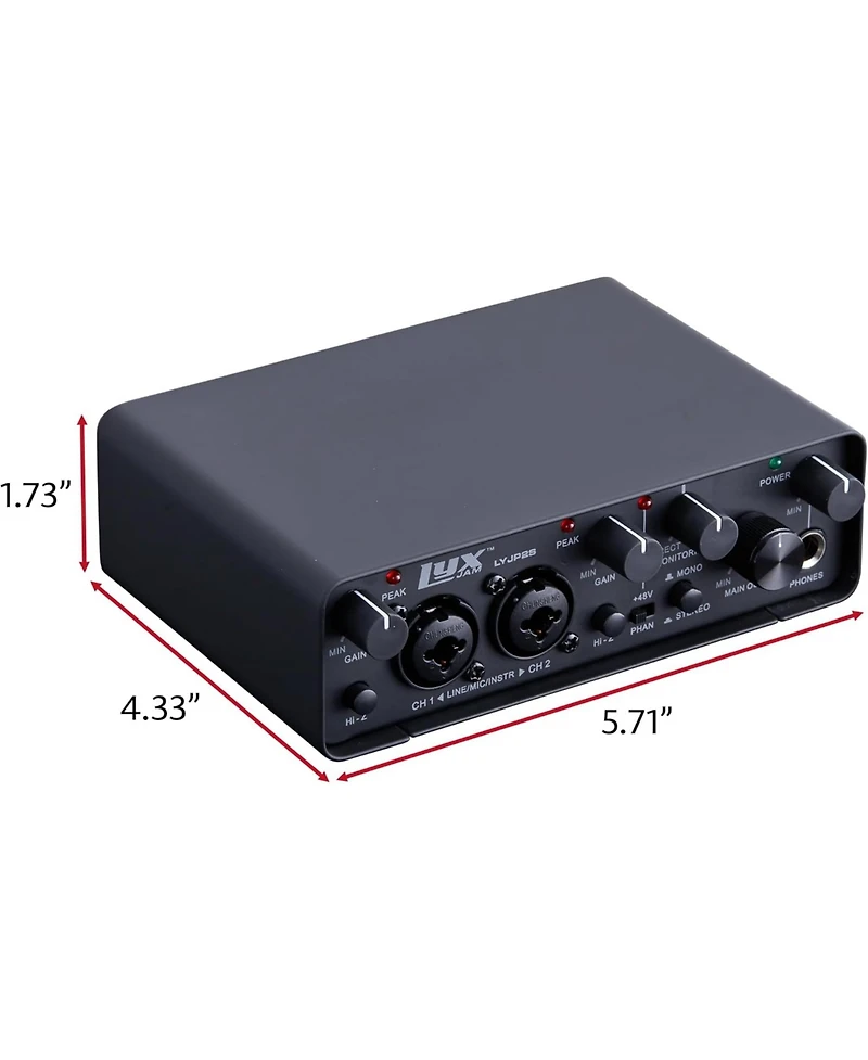 LyxJam 2x2 Recording Usb Audio Interface with Asio Driver, Studio Software Bundle and Accessories