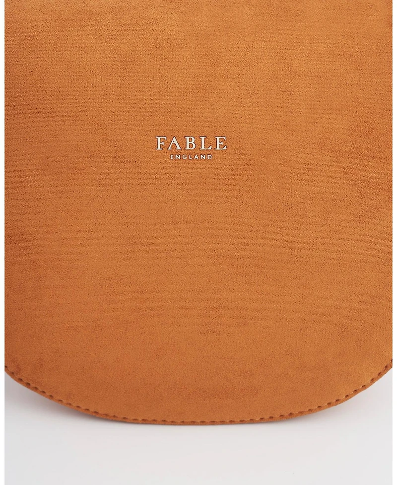 Fable England Women's Floral Faux Suede Embroidered Saddle Bag