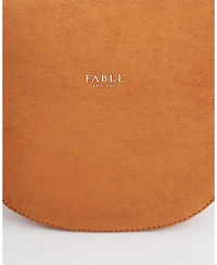 Fable England Women's Floral Faux Suede Embroidered Saddle Bag