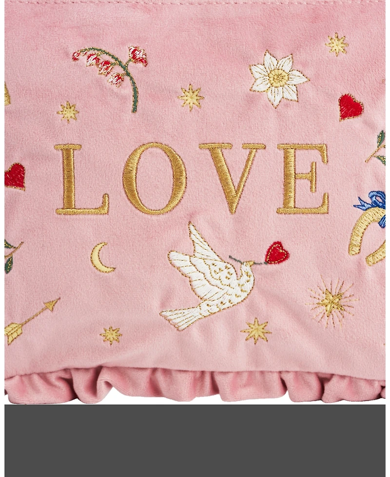 Fable England Women's Love Velvet Embroidered Pouch