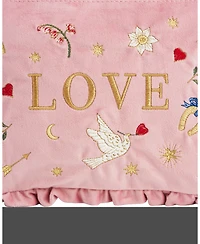 Fable England Women's Love Velvet Embroidered Pouch