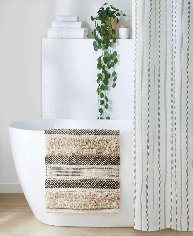 Ink+Ivy Asher Woven Texture Stripe Bath Rug, 20" x 32"