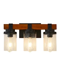 Midola 3-Light And Wooden Wall Lamps With Glass Shades(No Bulbs) for Bathroom Or Bedroom