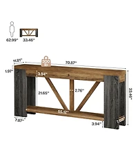 Tribesigns 70.9-Inch Extra Long Console Table, 2-Tier Farmhouse Sofa Table Behind Couch, Large Engineered Wood Entry