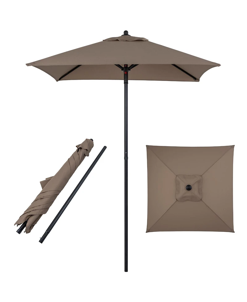 Gymax Patio Umbrella Market Umbrella Push Button Opening Sturdy Metal Ribs