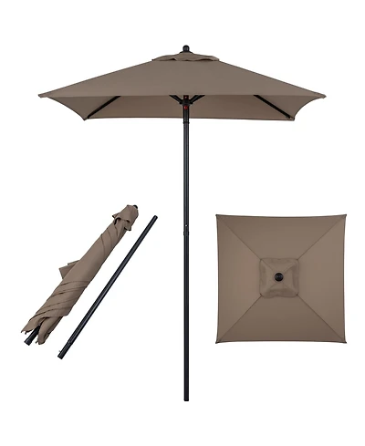 Gymax Patio Umbrella Market Umbrella Push Button Opening Sturdy Metal Ribs
