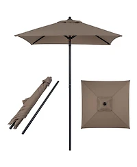 Gymax Patio Umbrella Market Umbrella Push Button Opening Sturdy Metal Ribs