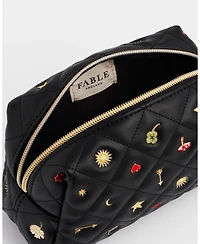 Fable England Women's Quilted Celestial Embroidered Pouch