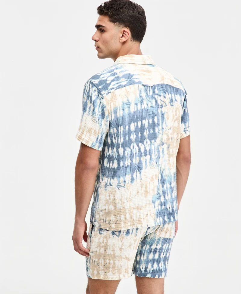 Sun + Stone Men's Maverick Dye Effect Short-Sleeve Shirt, Macy's Exclusive