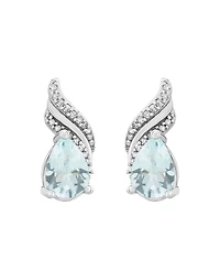 Macy's Aquamarine (1-1/5 ct. t.w.) & Diamond (1/10 ct. t.w.) Earrings in Sterling Silver