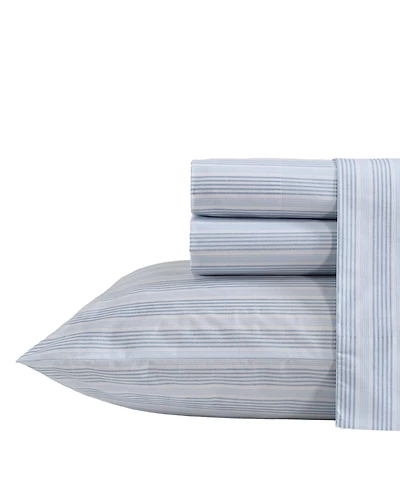Nautica Tayleur Stripe 200-Thread Count Cotton Percale -Pc. Sheet Set