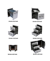 Mondawe 32" Built-In Gas Grill Outdoor Kitchen with Infrared Burner, Ice Box and Tool Set