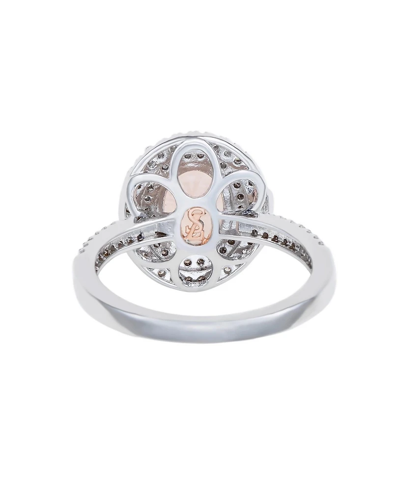 Suzy Levian Sterling Silver Oval Cubic Zirconia Pave Double Halo Ring