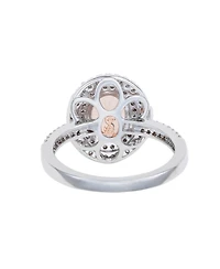 Suzy Levian Sterling Silver Oval Cubic Zirconia Pave Double Halo Ring