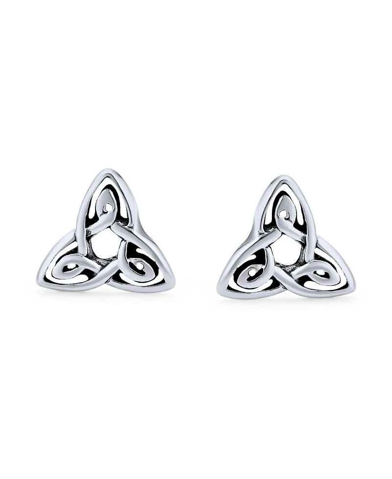Bling Jewelry Ancient Small Celtic Irish Infinity Symbol Love Knot Trinity Stud Earrings Oxidized Sterling Silver