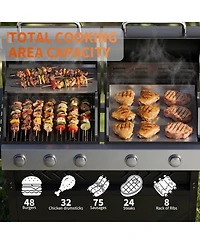 Xo Stainless Steel 5 Burners Gas Grill Griddle Combo for Backyard Patio, Total Cooking Area