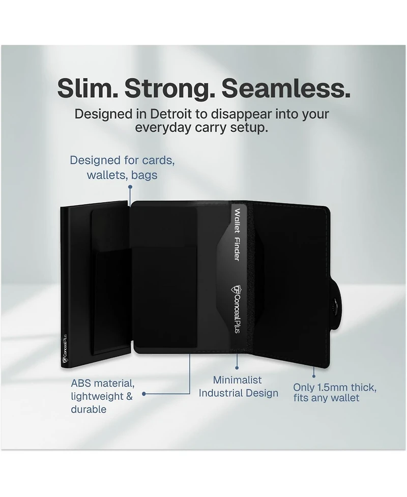 Conceal Plus Men's Wallet Finder Slim Tracker with 5-Year Battery Life for Wallet, Backpack, Luggage and More, Works with Apple Find My iOS