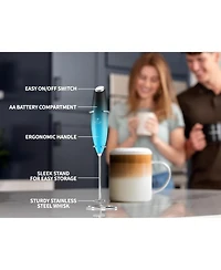 Zulay Kitchen Handheld Milk Frother Wand Drink Mixer for Coffee (4 Duracell Batteries Included
