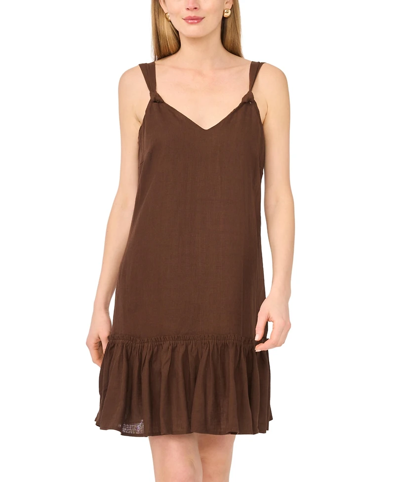 1.state Women's Mini V-Neck Sleeveless Tiered Ruffle Dress