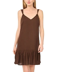 1.state Women's Mini V-Neck Sleeveless Tiered Ruffle Dress