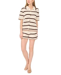 1.State Womens Striped Button Down Shirt Pull On Shorts