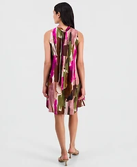 Robbie Bee Women's Printed Mock-Neck Sleeveless A-Line Dress