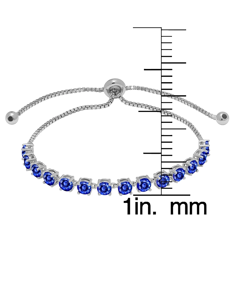 Macy's Lab Grown White Sapphire (2.38 ct. t.w.) & Ruby Bracelet Sterling Silver (Also Available Blue Sapphir