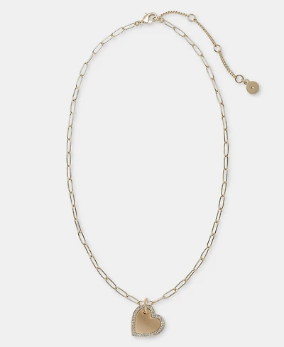 Dkny Pave Heart Pendant Necklace, 16" + 3" extender