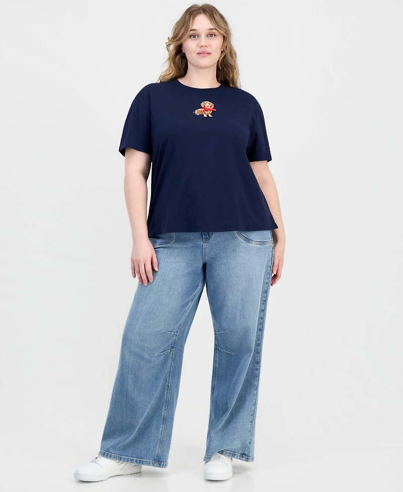 Rebellious One Trendy Plus Size Dachshund Bow Graphic T-Shirt