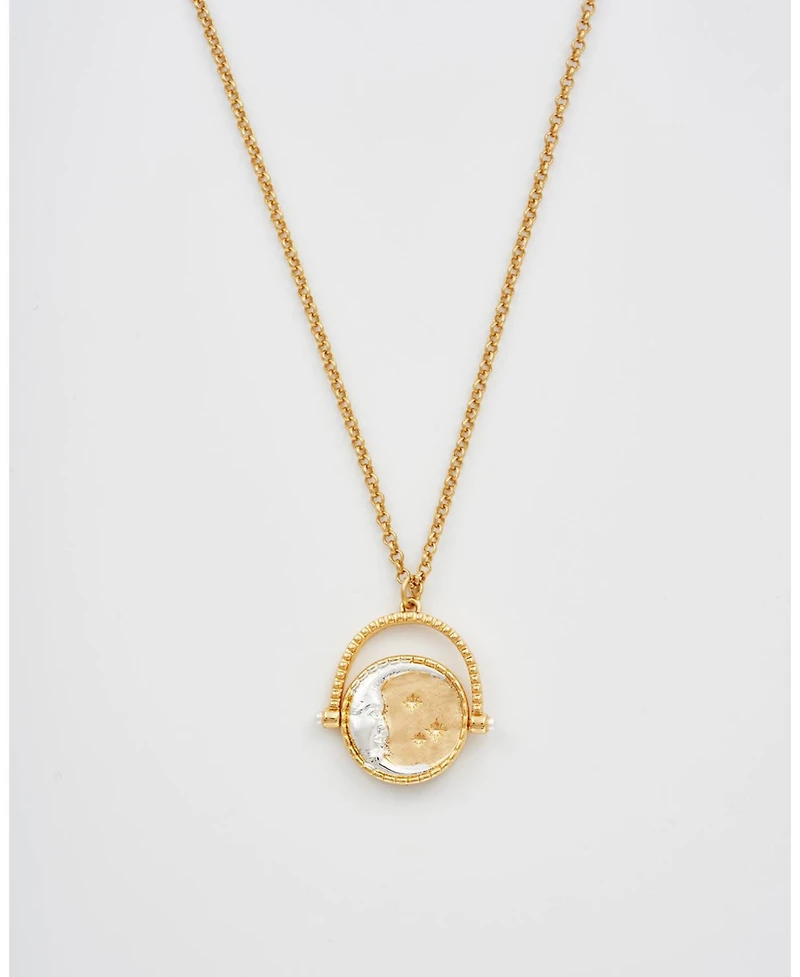 Fable England Gold Sun and Moon Spinner Necklace