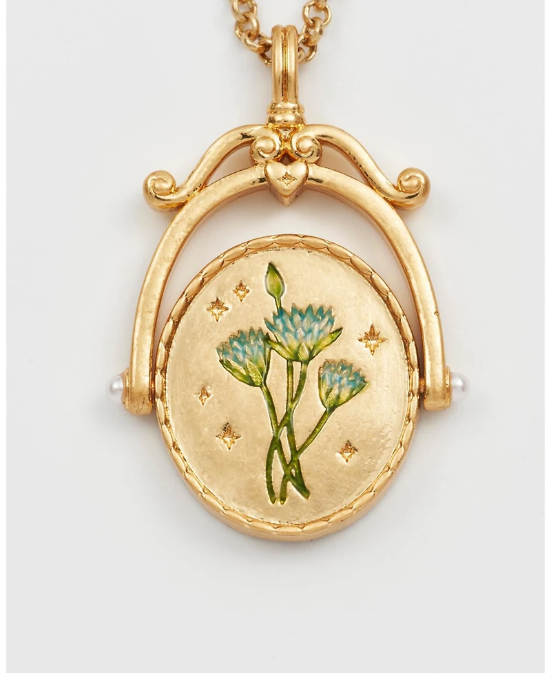 Fable England W Initial Water Lily Gold Spinner Chain Necklace